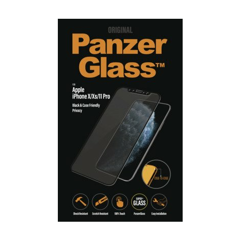 panzerglass apple iphone x/xs/11 pro case friendly privacy edge-to-edge, black