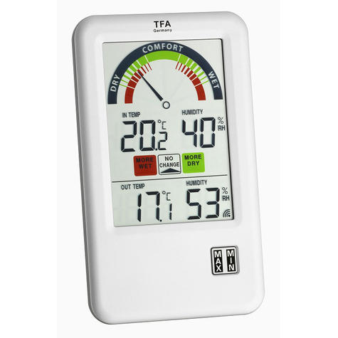 Tfa 30.3045 Weiß Innen-Hygrometer Innen-Thermometer Außen-Hygrometer Außen-Thermometer Hygrometer,Thermometer Hygrometer,Thermometer Kunststoff 1 99%