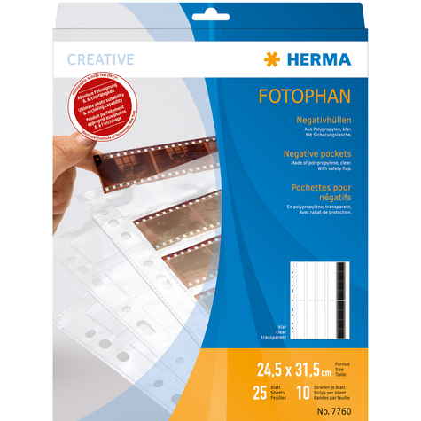 Herma Negative Sleeves - Transparent - For 10 X 4 Strips - 25 Pcs - 25 Pages