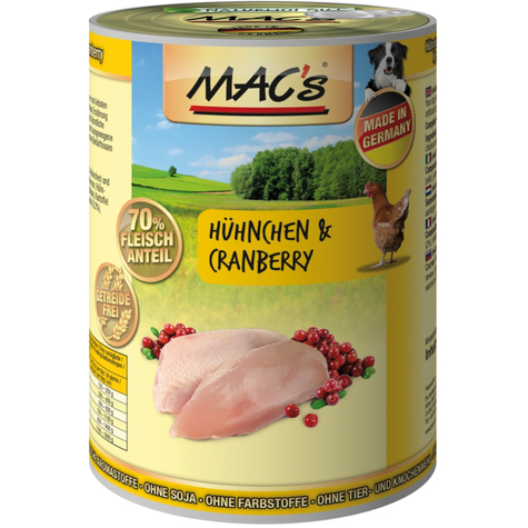 Mac's,Macs Dog Chicken Cranberr. 400gd
