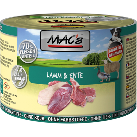 Mac's,Macs Dog Lamb + Duck 200gd