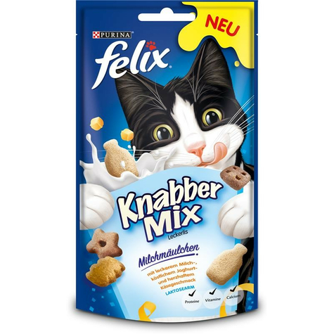 Nestle Katze,Felix Knabbermix Milchmäul.60g