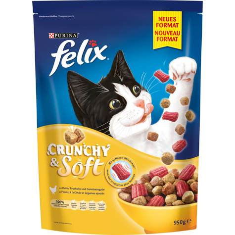Nestle Katze,Fel.Crunchy+Soft Geflügel 950g
