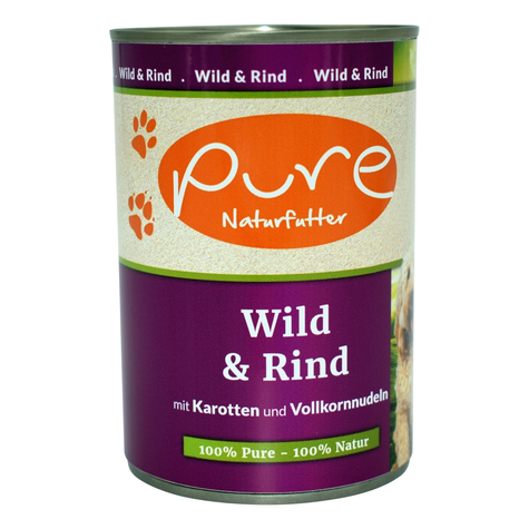 Pure Naturfutter,Pure Dog Wild+Rind 400gd