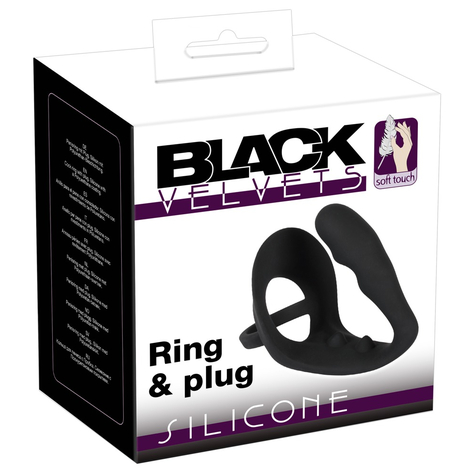 Penisringe : Schwarz Velvets Cock Ring And Anal Plug