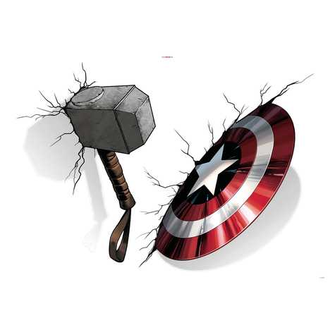 Wandtattoo - Avengers Hammer & Shield  - Größe 100 X 70 Cm