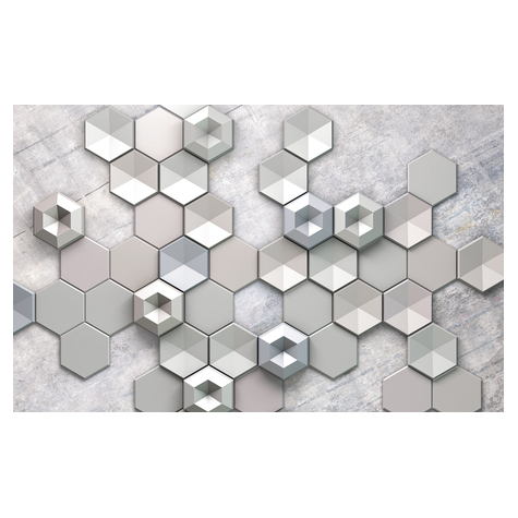 Vlies Fototapete - Hexagon Concrete - Größe 400 X 250 Cm