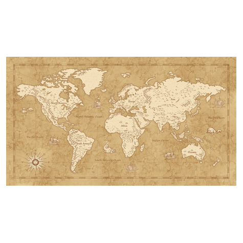 Vlies Fototapete - Vintage World Map - Größe 500 X 280 Cm