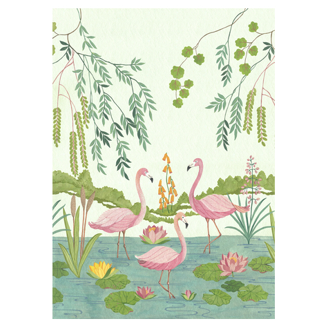 Vlies Fototapete - Flamingo Vibes - Größe 200 X 280 Cm