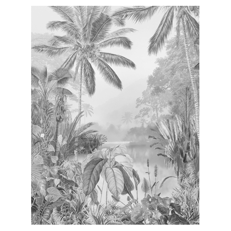 Vlies Fototapete - Lac Tropical Black & White - Größe 200 X 270 Cm